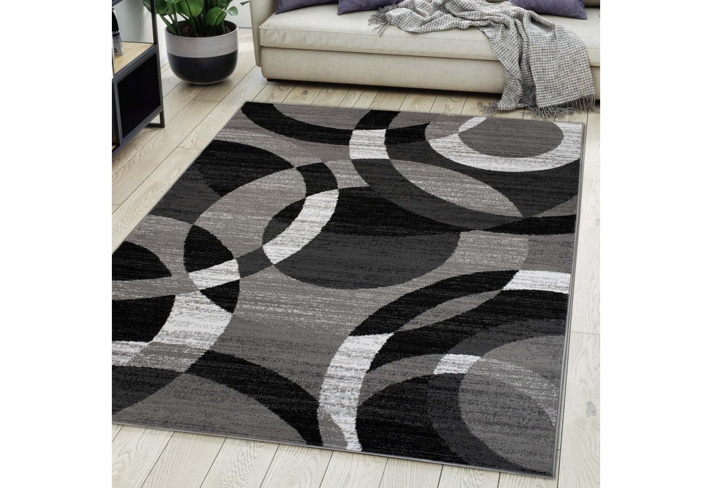 Mazovia Orientteppich Modern Geometrisch Anthrazit Grau Wohnzimmer, Schlafzimmer, Büro, Fußbodenheizung Bild 5
