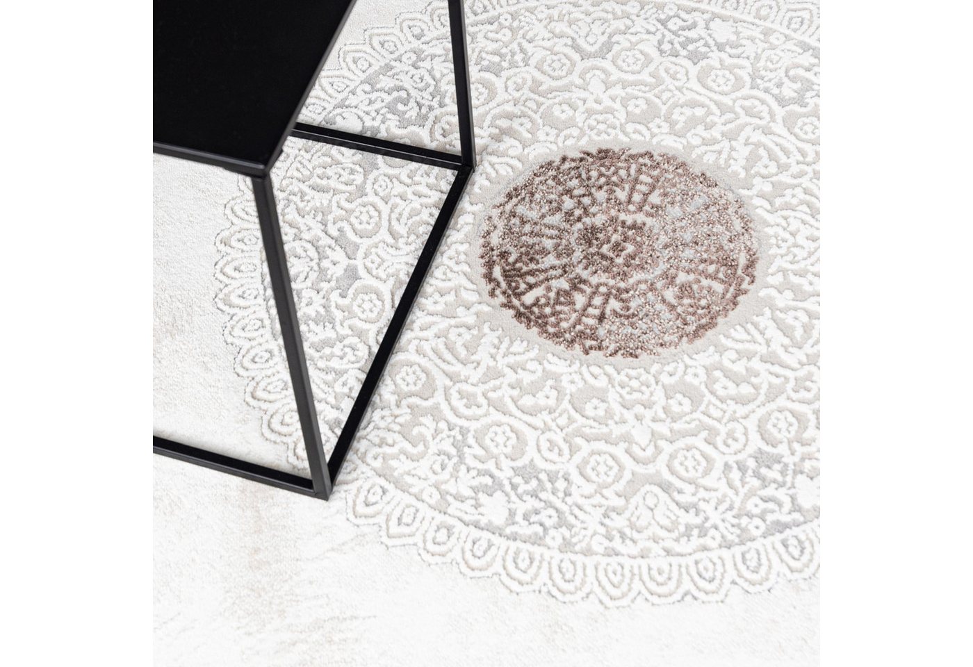 Mazovia Orientteppich Klassisch Bordüre Beige Creme Flur, Diele, Küche, Büro, Fußbodenheizung