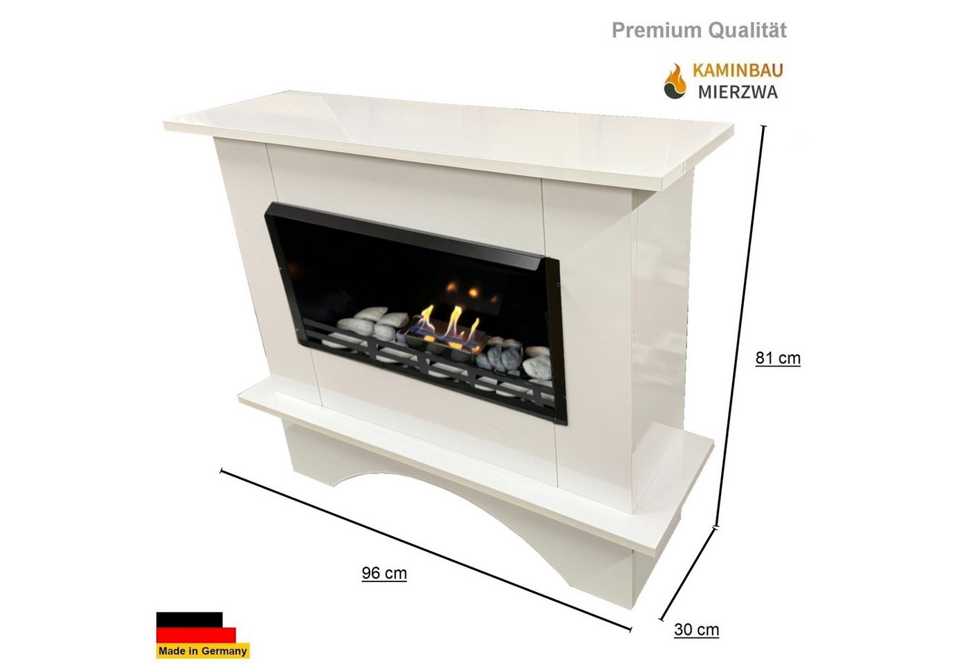 Kaminbau Mierzwa Echtfeuer-Dekokamin Nina Deluxe (Deluxe), Gelkamin, Ethanolkamin, Kaminofen, Bodenkamin