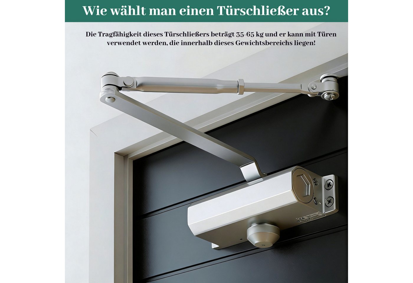 BlingBin Türschließer Hydraulischer Türschließer mit Puffer, einstellbar 25 – 85 kg, (1er Set, 1-tlg., 35-65kg), automatischer Schließmechanismus für Innen- und Außentüren Bild 4