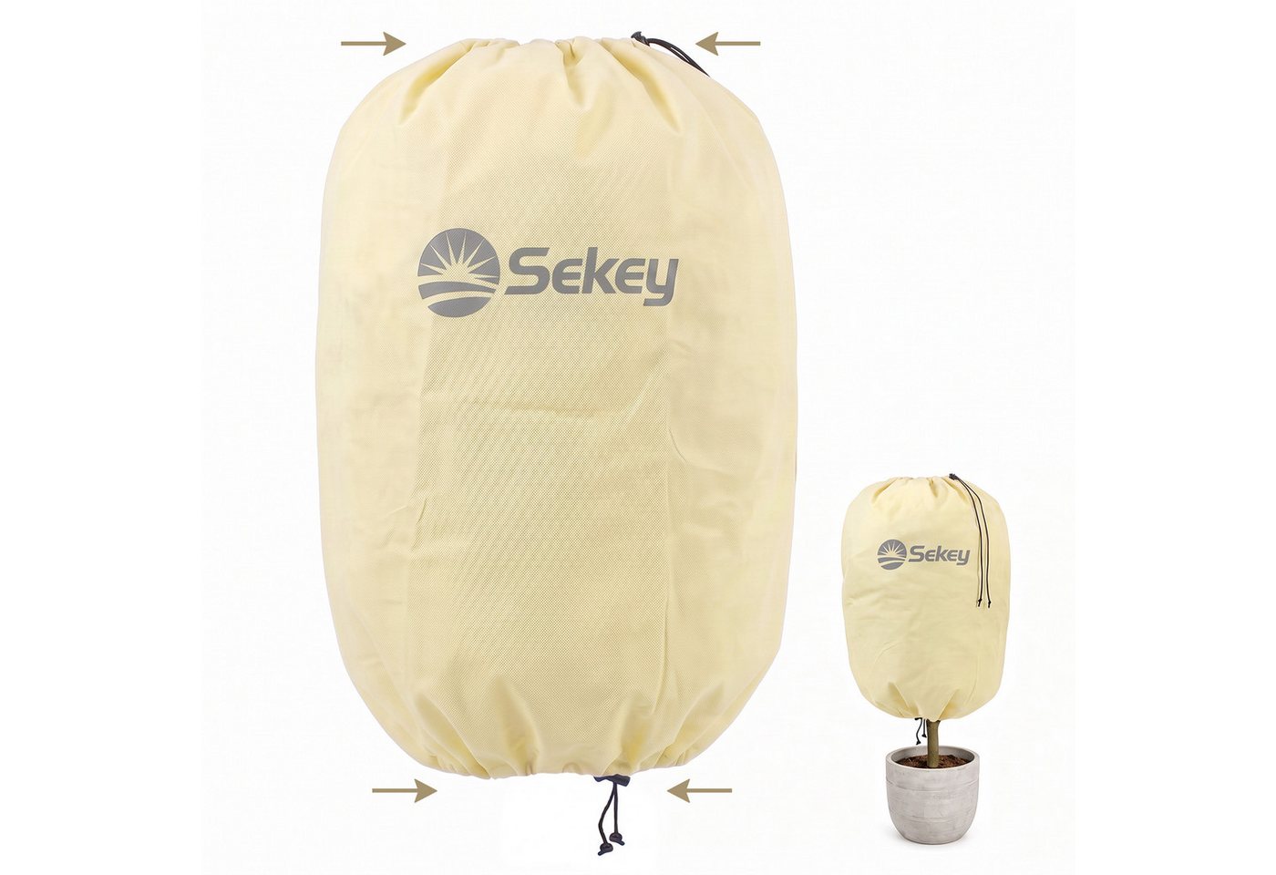 Sekey Winterschutzhaube Winterschutz für Pflanzen Frostschutz Haube mit 2 Zugbändern (1-St), Beige, 80x100cm Vlieshülle, Pflanzenabdeckung mit doppeltem Zugband Bild 3