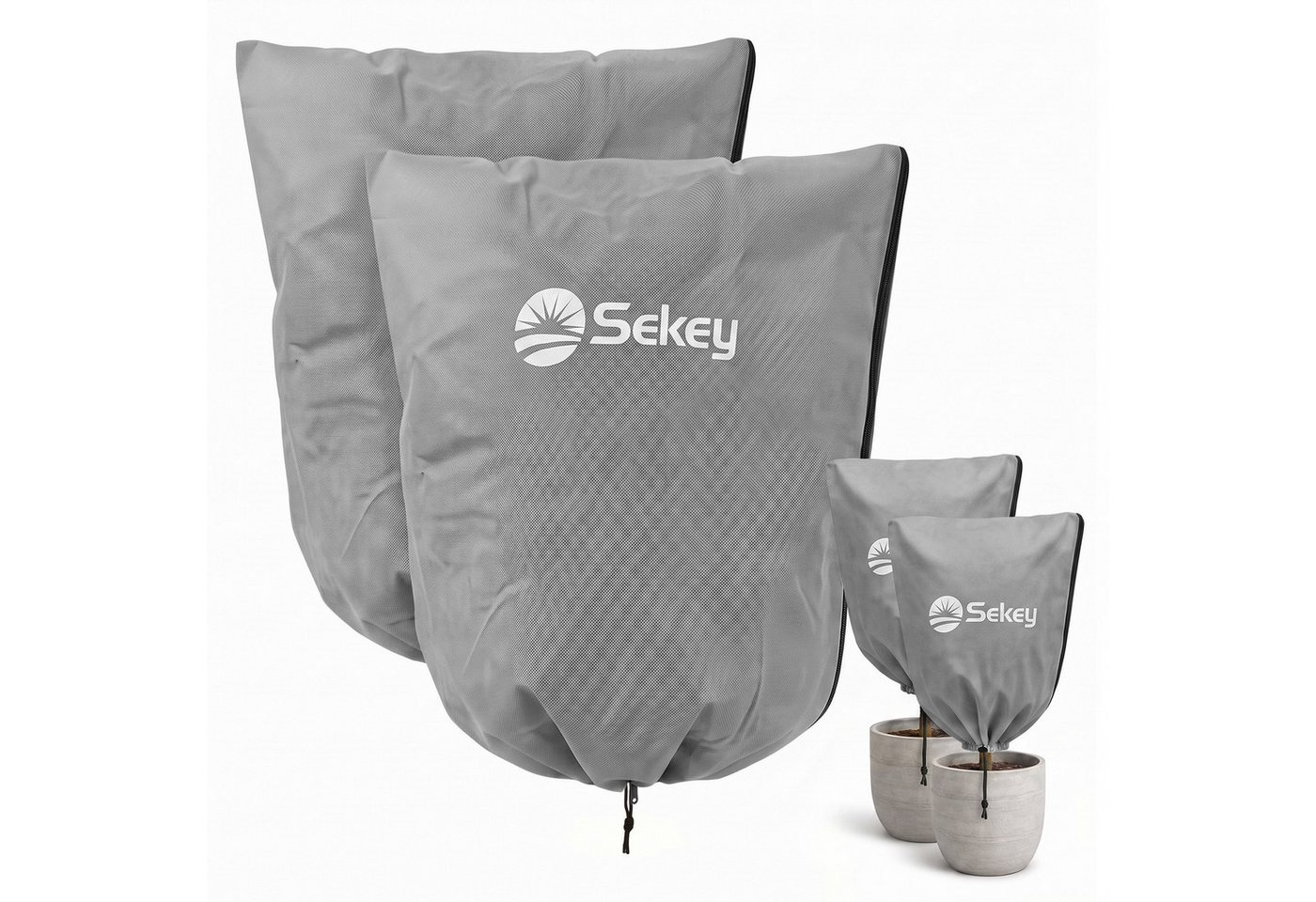 Sekey Winterschutzhaube Winterschutz Frostschutz für Kübelpflanzen mit Reißverschluss Zugband (2-St), 60 x 80cm, Für Kübelpflanzen und Sträucher – Garten, Balkon & Terrasse Bild 4