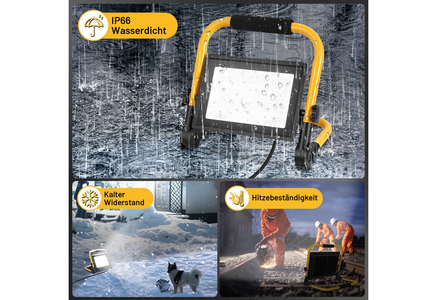 Clanmacy LED Flutlichtstrahler LED Baustrahler 50W-200W Fluter Kaltweiß 6500K 120° Arbeitsleuchte Bild 2