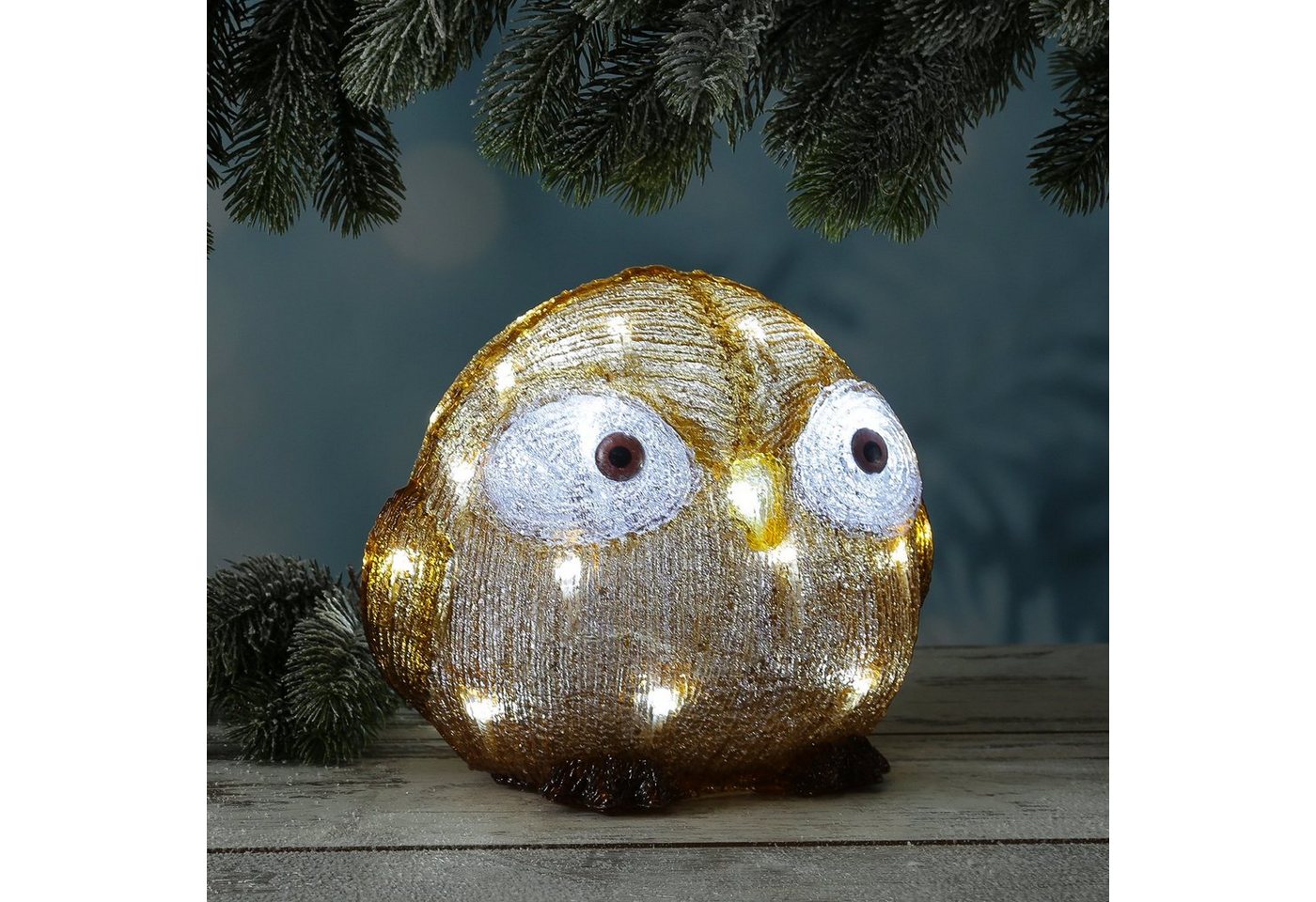 MARELIDA LED Dekofigur LED Eule mit offenen Augen Acryl Tierfigur Gartenfigur H: 21cm, LED Classic, kaltweiss (5300K bis 6000K) Bild 4