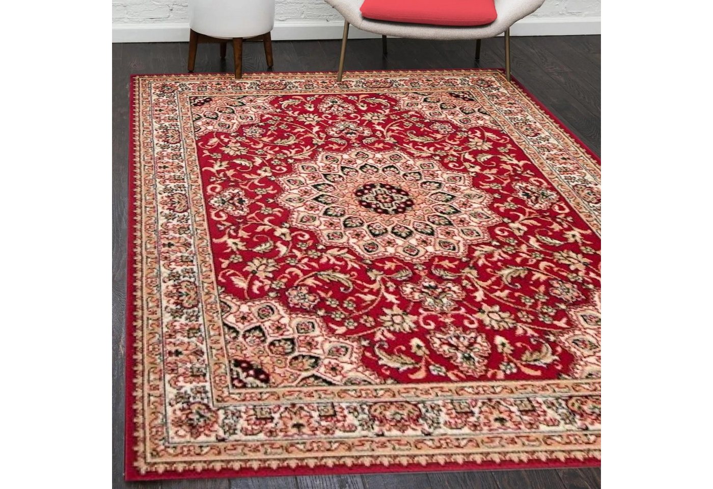 Mazovia Orientteppich Klassisch Orientalisch Rot Wohnzimmer, Schlafzimmer, Büro, Esszimmer, Fußbodenheizung