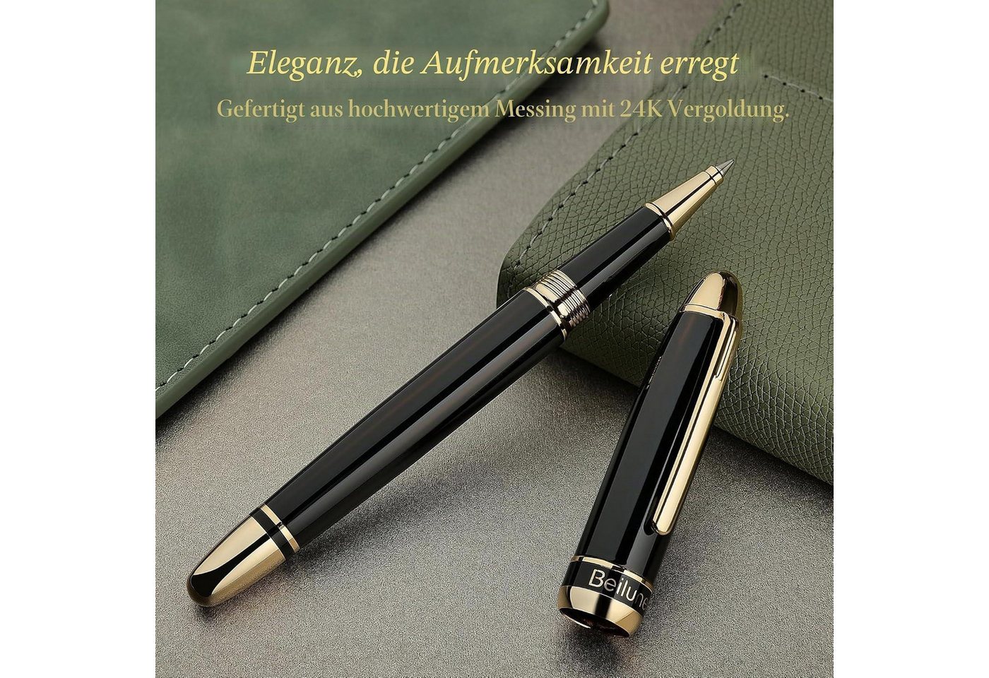 LuxusKollektion Tintenroller Rollerball Luxus Schwarz/Gold 24K Gold Piano Lack Bild 5