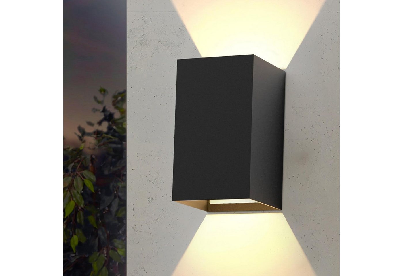 ZMH LED Wandleuchte Außenwandleuchte Schwarz Up Down 7W Wandstrahler Wand Treppenhaus, LED fest integriert, Warmweiß, 5W,IP54,1 Stück,Treppenlampe,Flurlampe,wandlampe aussen