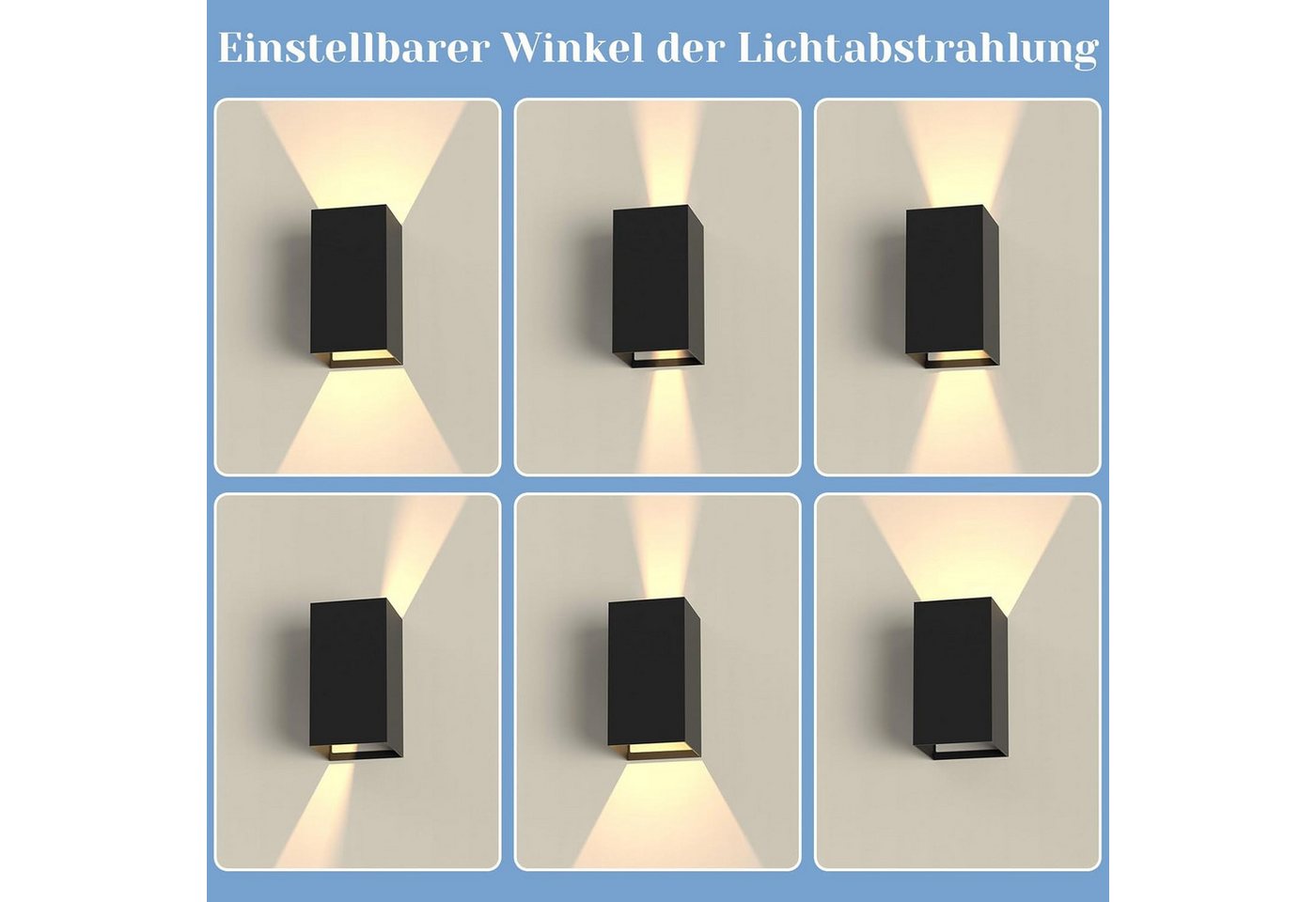 ZMH LED Wandleuchte Außenwandleuchte Schwarz Up Down 7W Wandstrahler Wand Treppenhaus, LED fest integriert, Warmweiß, 5W,IP54,1 Stück,Treppenlampe,Flurlampe,wandlampe aussen Bild 2