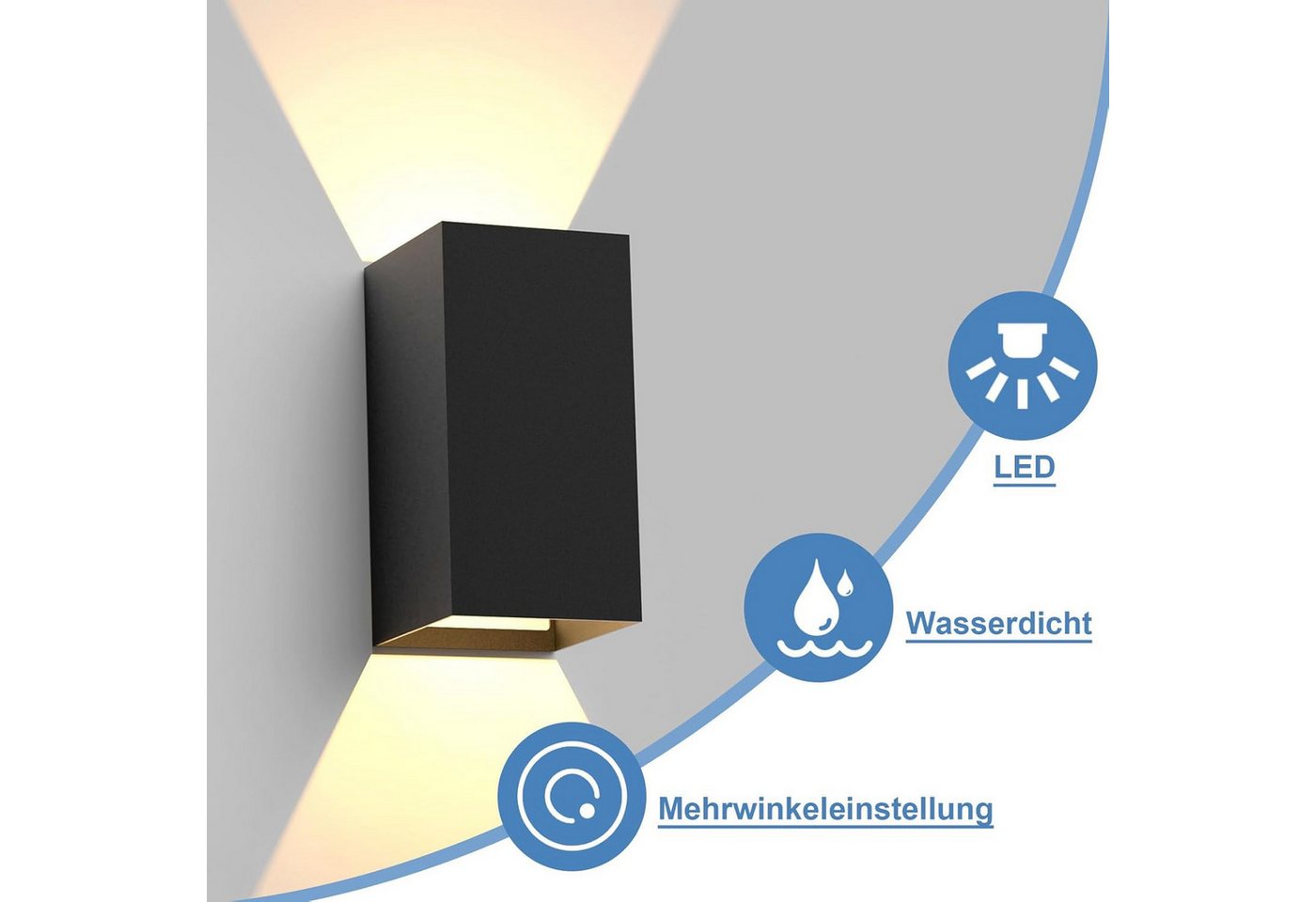 ZMH LED Wandleuchte Außenwandleuchte Schwarz Up Down 7W Wandstrahler Wand Treppenhaus, LED fest integriert, Warmweiß, 5W,IP54,1 Stück,Treppenlampe,Flurlampe,wandlampe aussen Bild 5