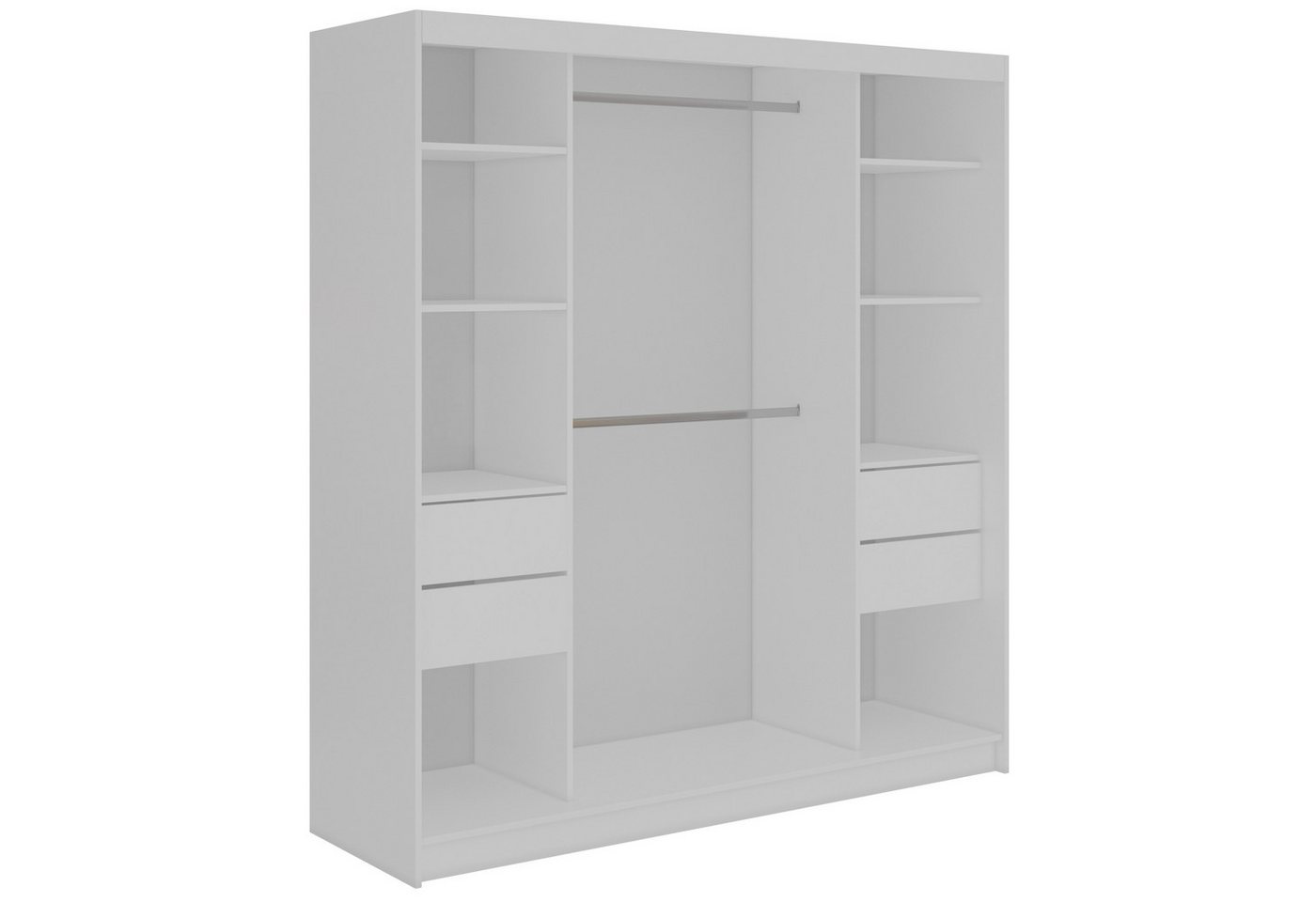 MKS MÖBEL Schiebetürenschrank LAOS 200 (mit/ohne Schubladen, Schwebetürenschrank mit Spiegel, Lamellen, Ganzkörperspiegel) Garderobenschrank Breite 200 cm mit Lamellen, Spiegelfront Bild 5