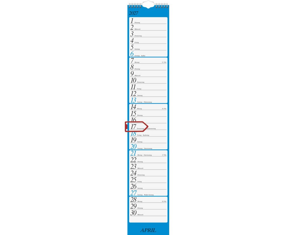 rido ide Jahresplaner Streifenkalender 12x66cm 1 Monat/Seite 2027 Bild 2
