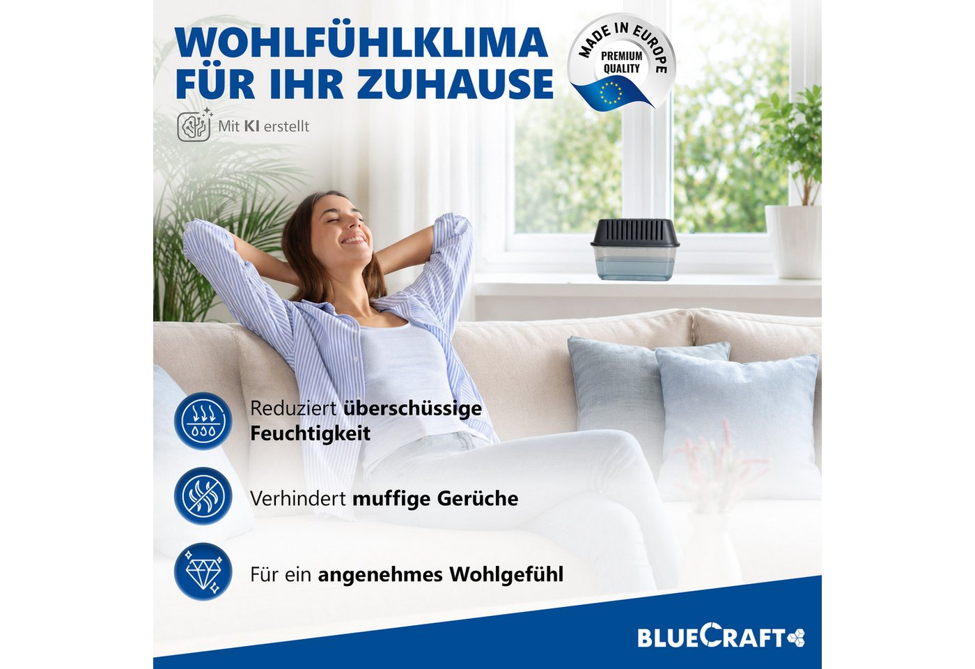 BlueCraft Luftentfeuchter-Nachfüllpack 30x 1kg Prills im Vliesbeutel für Granulat Box ohne Strom Nachfüller, für Granulat Box, für Zuhause Schlafzimmer Wohnung Nachfüllbeutel gegen Schimmel Bild 2