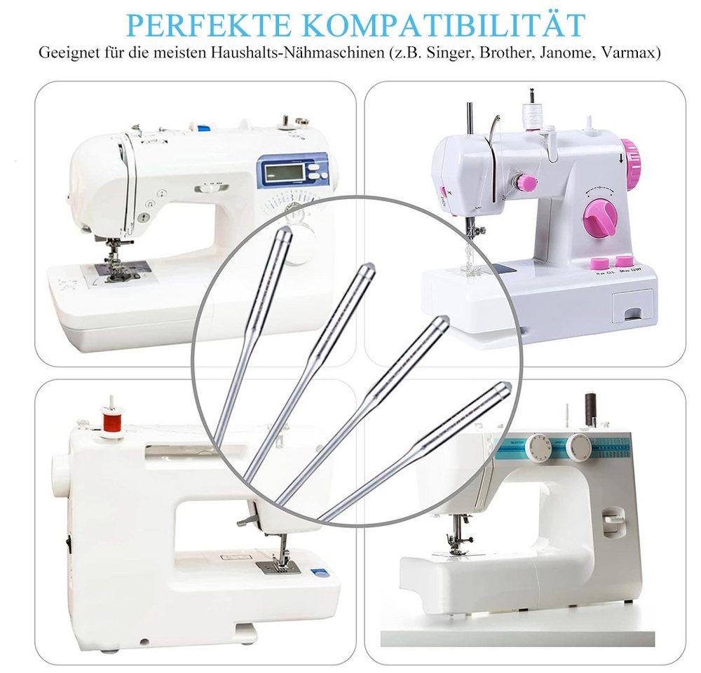 AFKSMILE Nähmaschinennadeln Nähmaschinennadel-Set,Universal-Standardnadeln für Nähmaschinennadeln, 100 St., Heim-Nähmaschinennadeln,Größen HAX1 65/9, 75/11, 90/14, 100/16, 110/18 Bild 3