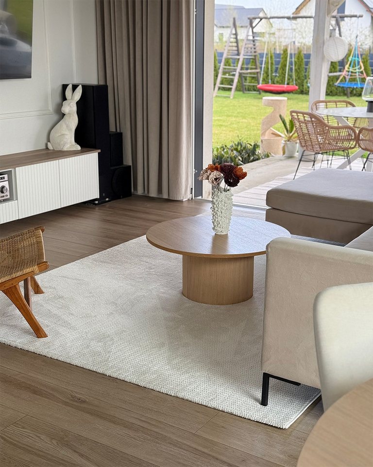 Mazovia Designteppich Modern Geometrisch Weiß Ecru Wohnzimmer, Schlafzimmer, Büro, Esszimmer, Fußbodenheizung Bild 2