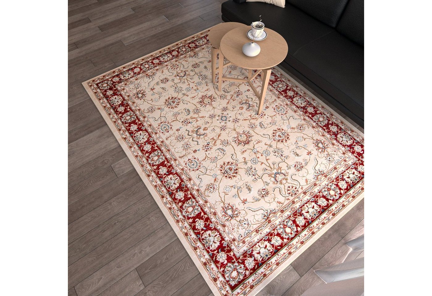 Mazovia Orientteppich Klassisch Bordüre Beige Rot Flur, Diele, Küche, Büro, Fußbodenheizung Bild 5