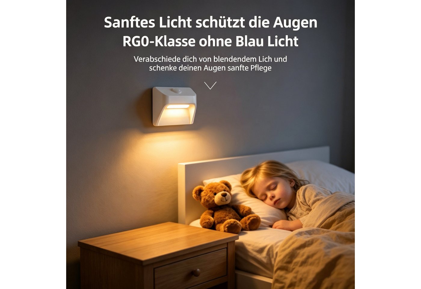 wohnTRAUM24 Nachttischlampe LED Nachtlicht Magnetische Stair Nachttischlampe mit Bewegungsmelder, LED fest integriert, Warmweiß, Nachtlicht Bewegungsmelder für Treppen Flur Schlafzimmer Kein Bohren