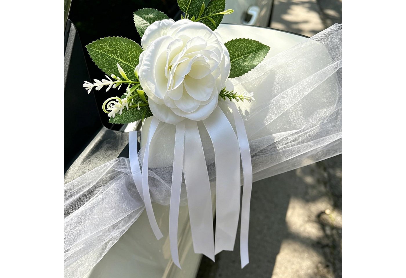 LuxusKollektion Girlande Autoschmuck Hochzeit Herzförmig, Seidenblumen Deko Bild 2