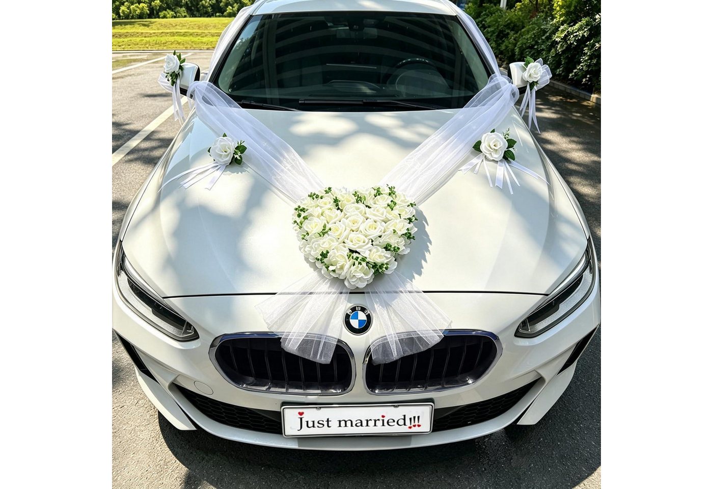 LuxusKollektion Girlande Autoschmuck Hochzeit Herzförmig, Seidenblumen Deko Bild 5