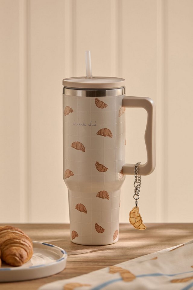 Next Trinkflasche Wasserflasche mit Trinkhalm 900 ml Brunch Club