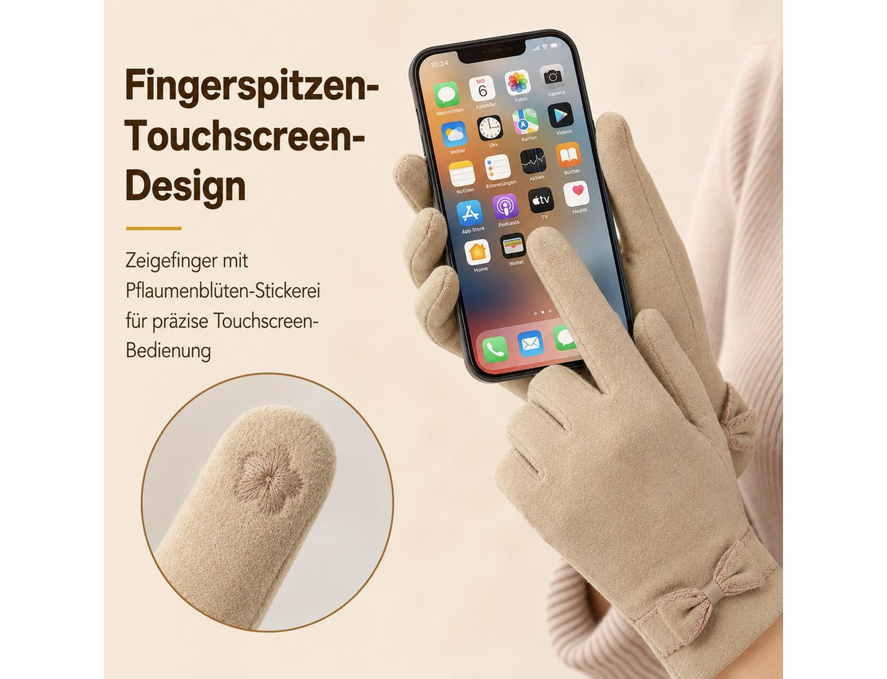 nsihing Thermohandschuhe Damen Winterhandschuhe, Warme Touchscreen Handschuhe mit Fleecefutter Winddicht & Warm, für Autofahren, Radfahren & Outdoor Bild 3