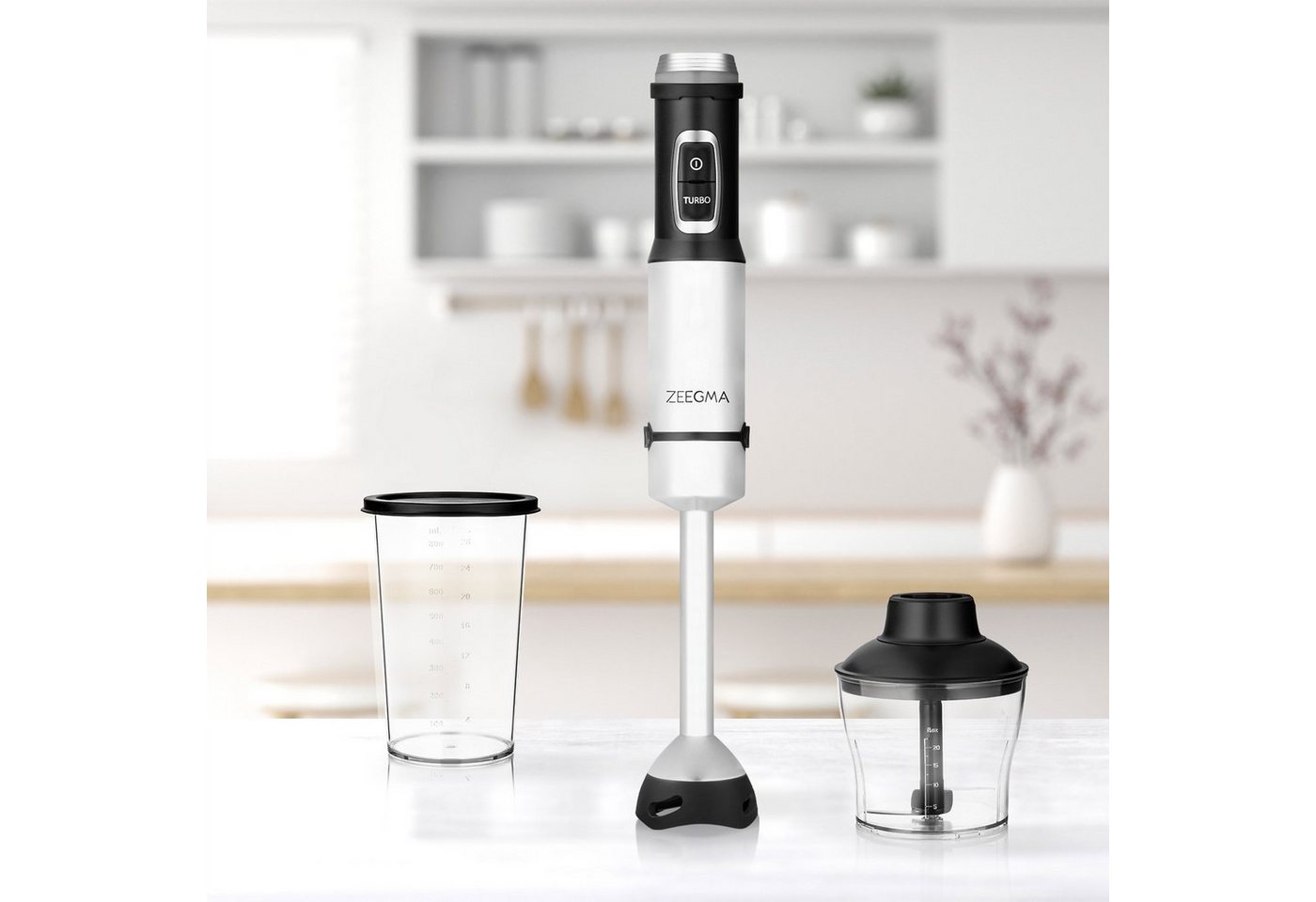Zeegma Stabmixer Handy-Chef, 1500,00 W, Set 5in1 Metallgehäuse 17 Stufen + Turbo TOP