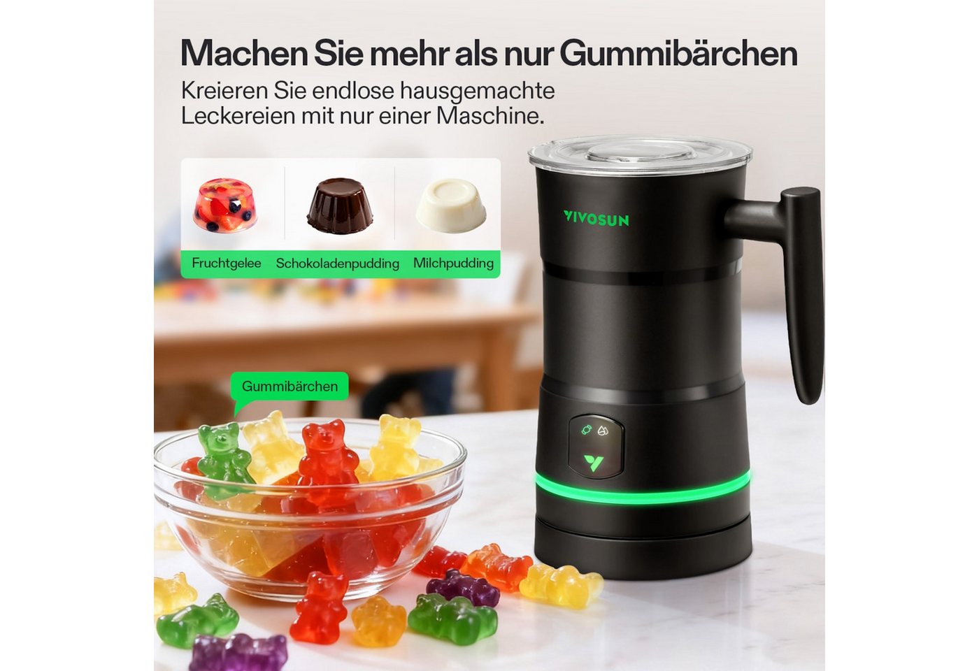 VIVOSUN Küchenmaschine Süßigkeitenmaschine, 400 W, 0,4 l Schüssel, für Gummibärchen und Gelees Bild 5