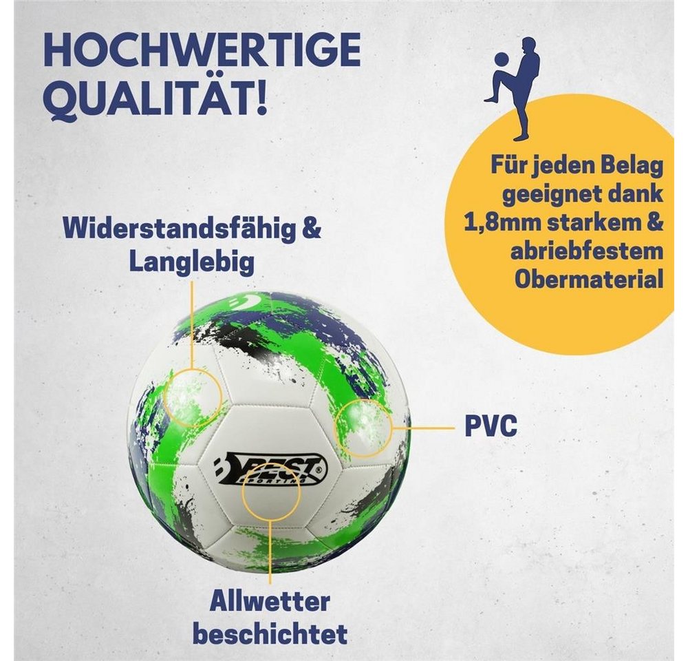 Best Sporting Fußball Valencia Kinderfußball Größe 5 mit Allwetterbeschichtung, Maschinengenäht, abriebfest, Gummiblase, ungepumpt geliefert Bild 5