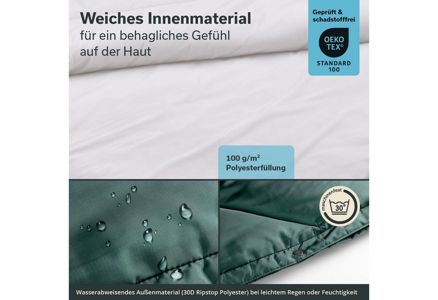 Skandika Deckenschlafsack Campingdecke Liva, 4-in-1, Outdoor Decke, 200x135cm, Überwurf, Kissen, mit Nylon Unterseite, Polyester, wasserdicht