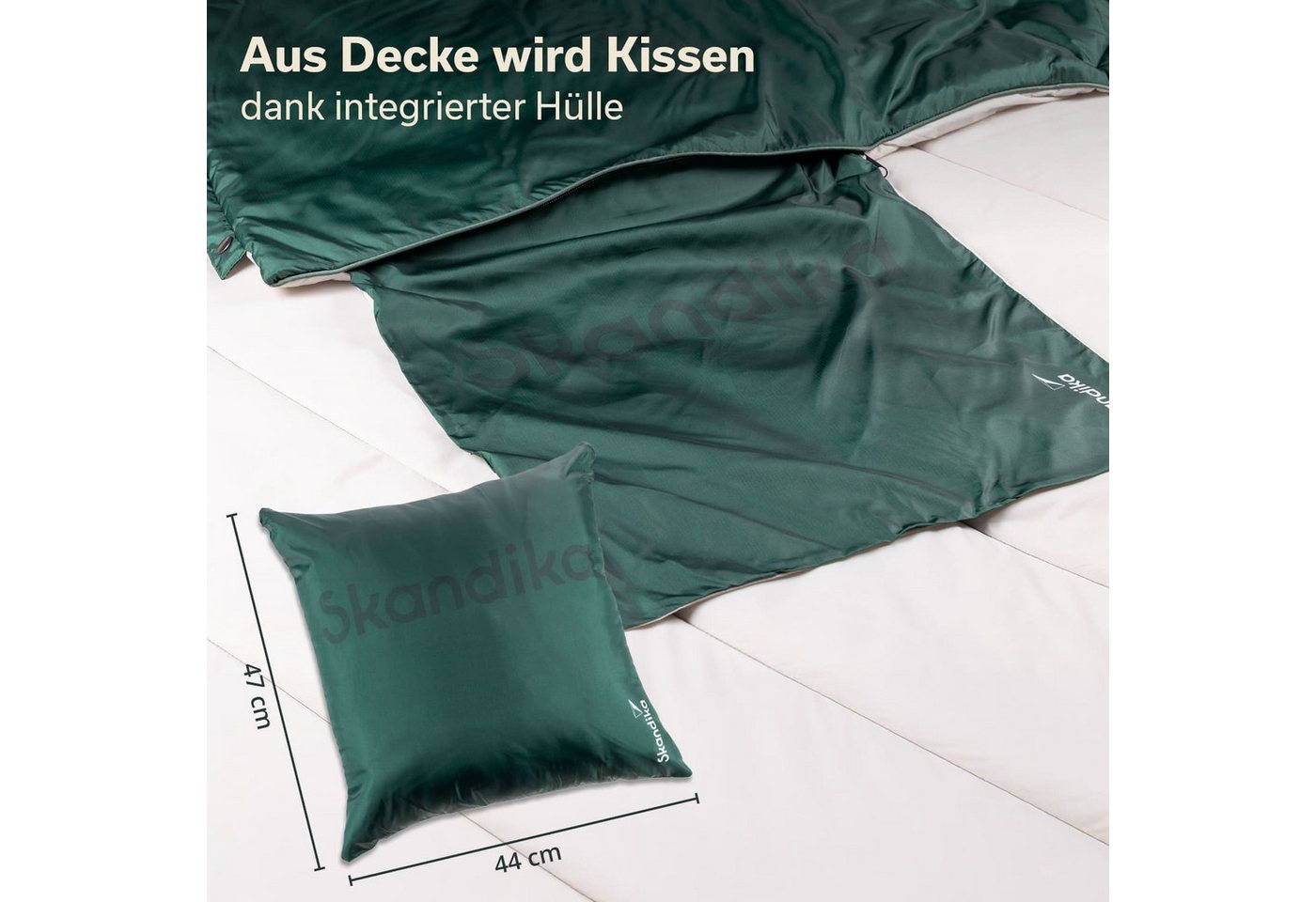 Skandika Deckenschlafsack Campingdecke Liva, 4-in-1, Outdoor Decke, 200x135cm, Überwurf, Kissen, mit Nylon Unterseite, Polyester, wasserdicht Bild 5