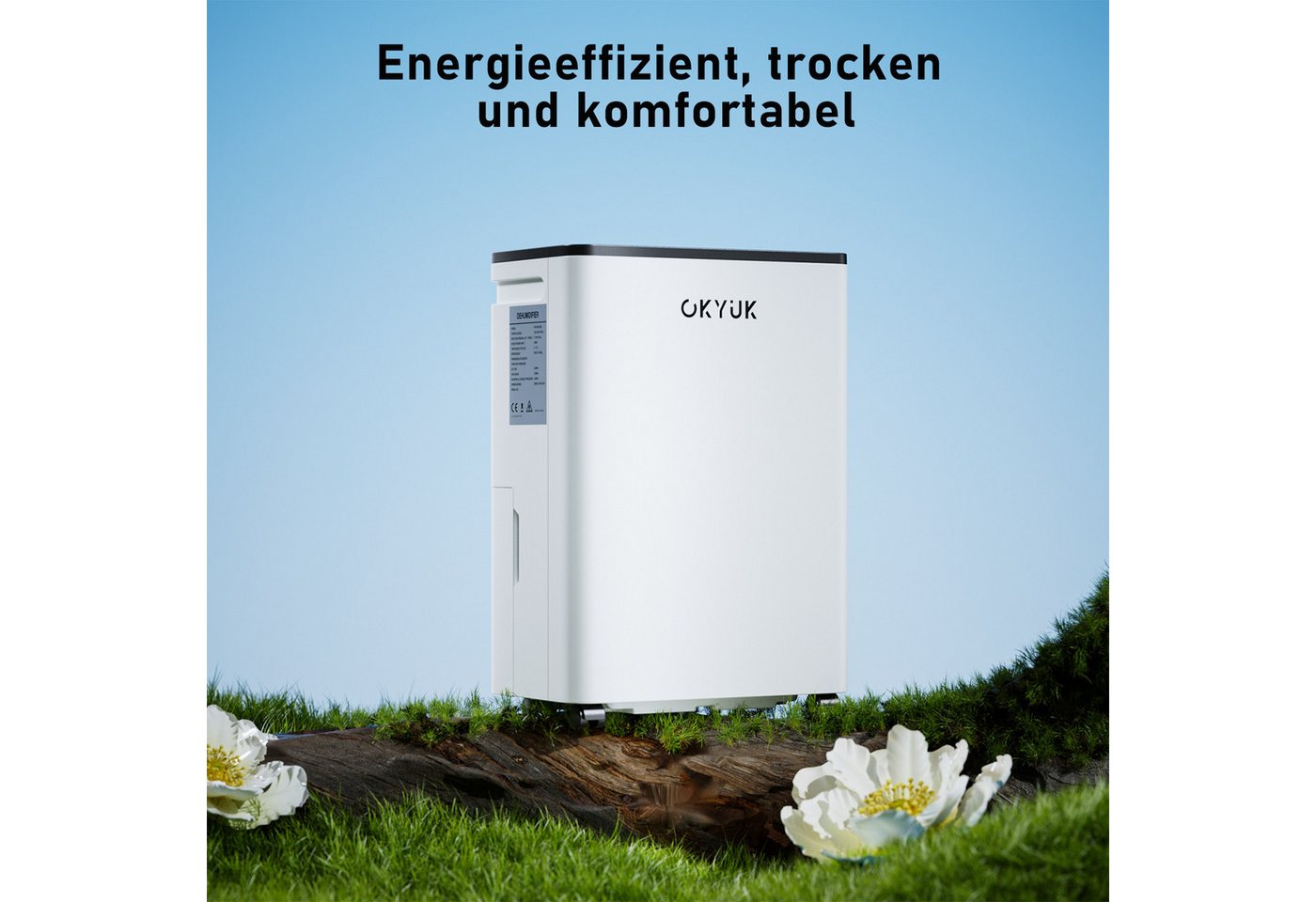 OKYUK Luftentfeuchter Luftentfeuchter 20L mit 5,5L Wassertank, leise, bis 40 m², für 100 m³ Räume, Entfeuchtung 20 l/Tag Bild 4