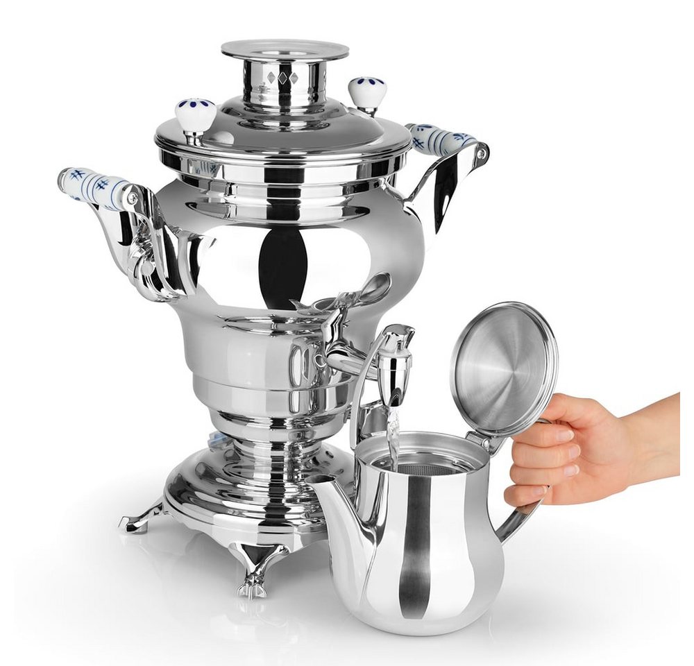 BEEM Samowar Odessa 3l 1800W Edelstahl mit Dispenser, 1800 W, Hotel, Gastronomie, Home, mit 3 l Wasserbehälter und 1 l Teekanne