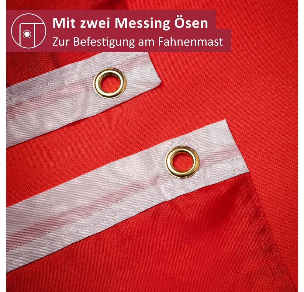 PHENO FLAGS Flagge Tunesien Flagge 90 x 150 cm Tunesische Fahne (Hissflagge für Fahnenmast), Inkl. 2 Messing Ösen Bild 3