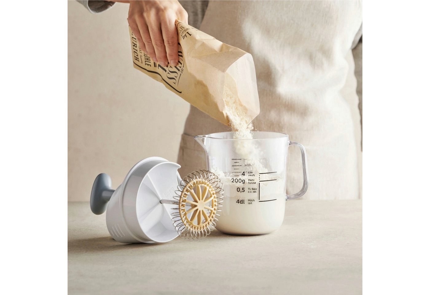 Betty Bossi Teigportionierer Mixer für Pfannkuchen 3 in 1 Abmessen Mischen Dosieren Bild 4
