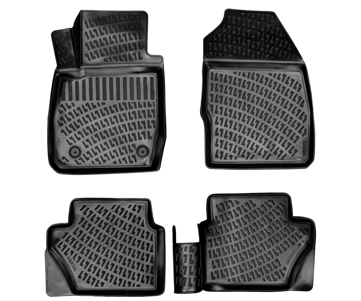 Trimak Passform-Fußmatten Oder Kofferraumwanne Oder Set für Ford Fiesta, Ford Fiesta 2008-2017 Gummimatten Auto TPE Allwetter Fussmatten