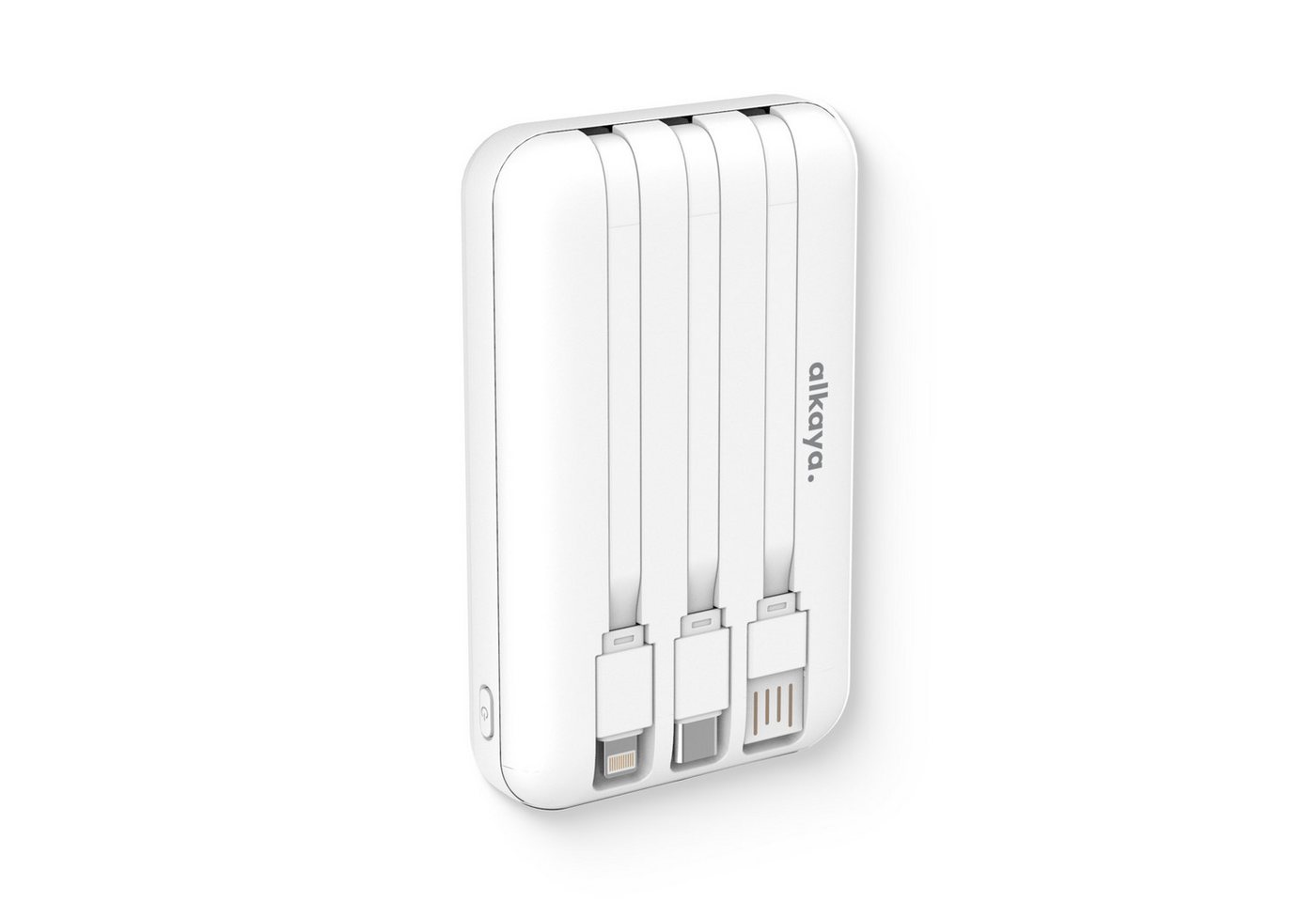alkaya. Powerbank 10.000 mAh 3 in 1: Induktives Laden, Ports Powerbank Integrierte Kabel mit USB-A, USB-C und Lightning, Kompatibel mit MagSafe 10000 mAh, LED-Anzeige, Schnellladefunktion