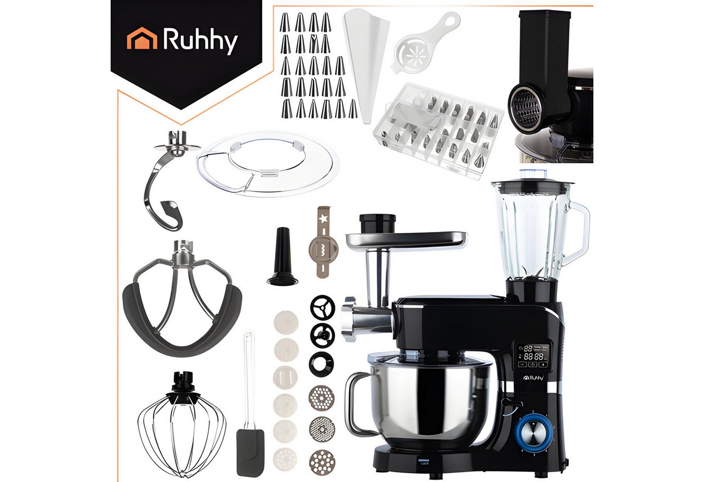 Ruhhy Küchenmaschine 00025728, 2300 W, 6,2 l Schüssel, inkl. Touchscreen Steuerung