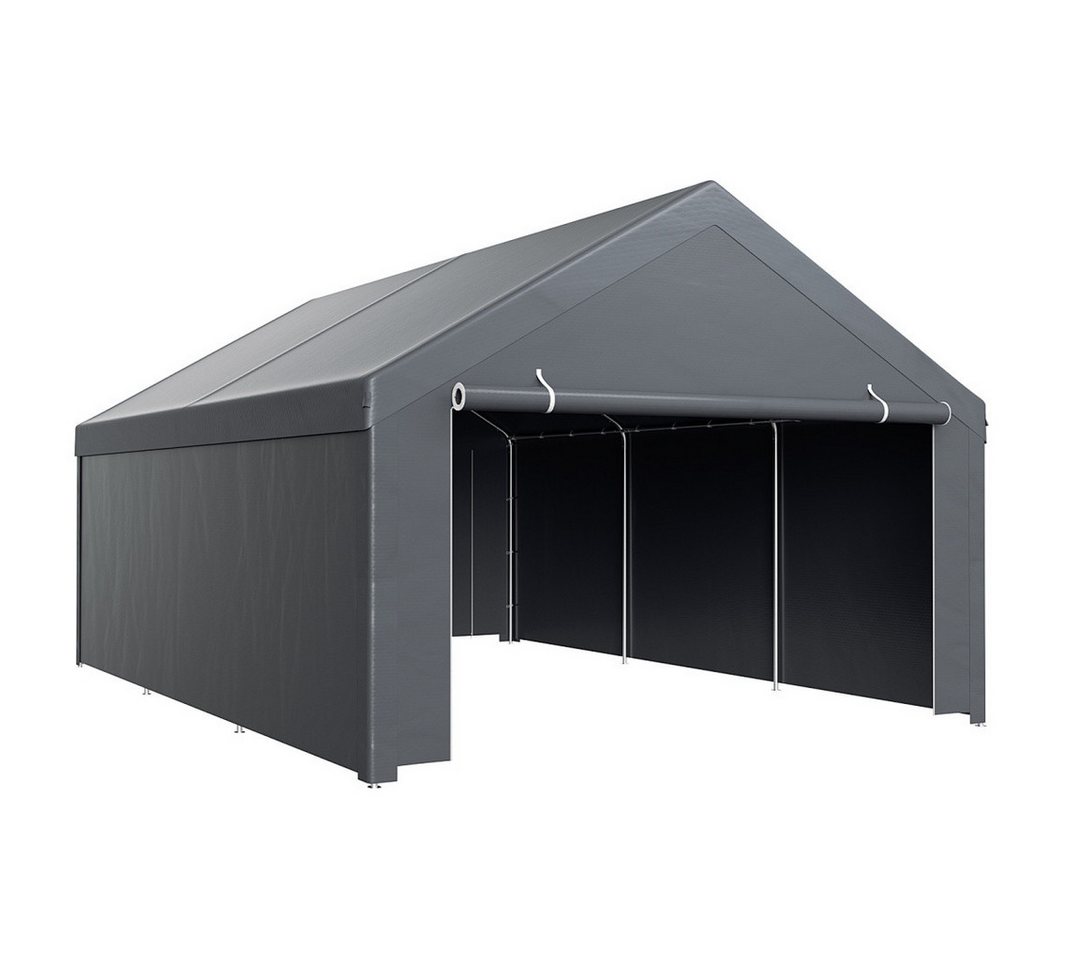 Clanmacy Gerätezelt Garagenzelt 4x6 m mit Seitenwänden, PE, verzinkter Stahl, grau Bild 5