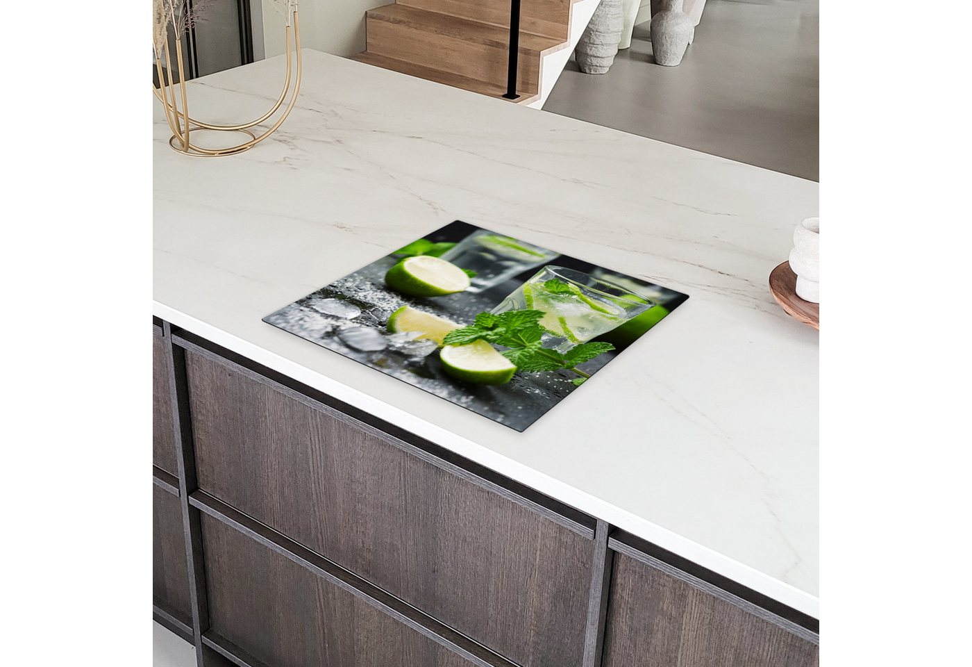 MuchoWow Herd-Abdeckplatte Getränk - Weinglas - Obst, Vinyl, (1 tlg), Küche Herdabdeckplatte Ceranfeld Vinyl Einteilig, 59x52 cm Bild 2