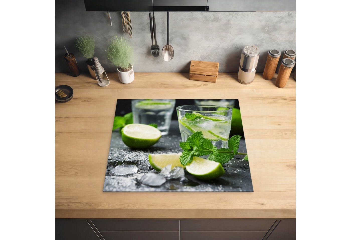 MuchoWow Herd-Abdeckplatte Getränk - Weinglas - Obst, Vinyl, (1 tlg), Küche Herdabdeckplatte Ceranfeld Vinyl Einteilig, 59x52 cm Bild 3