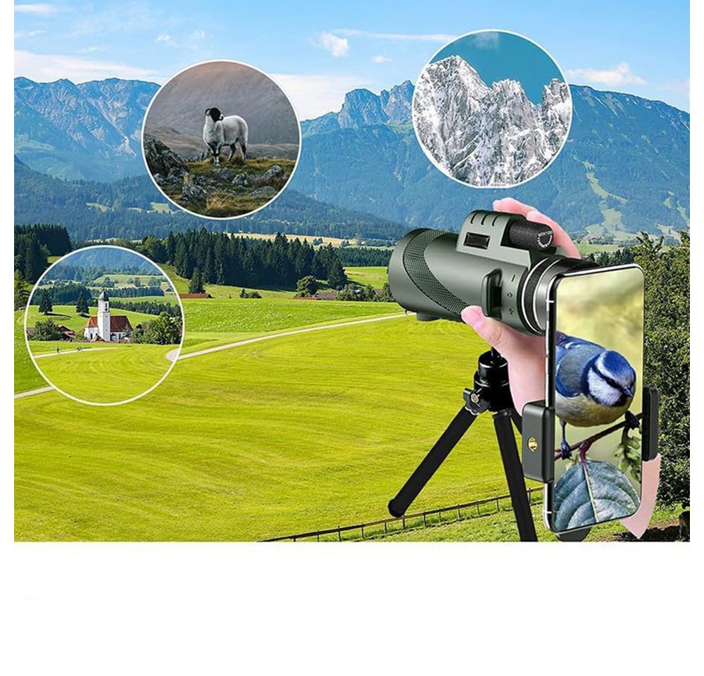 Coonoor Monokular,HD-Teleskop,mit Stativ + Handy-Clip,10x42 Fernrohr Fernglas Bild 2