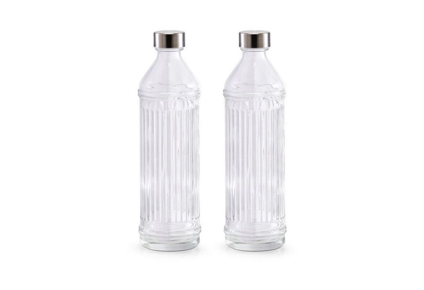 Basera® Trinkflasche 2er-Set Glasflasche mit Edelstahlverschluss, 970 ml Bild 2