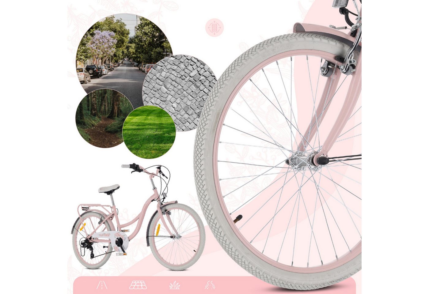 Sun Baby Kinderfahrrad SUN BABY Flower Bike 24 Zoll Mädchenfahrrad 7-Gang Shimano - Rosa Bild 2