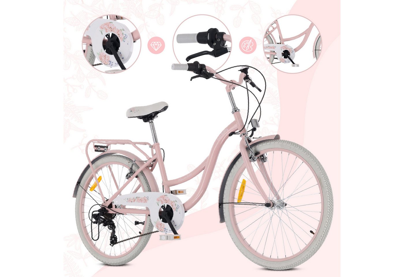 Sun Baby Kinderfahrrad SUN BABY Flower Bike 24 Zoll Mädchenfahrrad 7-Gang Shimano - Rosa Bild 3