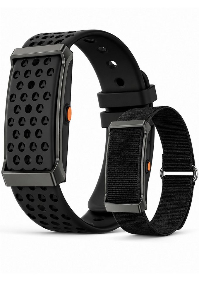 RUHE Fitness-Tracker Ohne Display Smart Band Metall Fitness Armband Herren Damen Metall (Fitness Armband, 1-tlg., Mit Extra Armband aus Nylon), Akku +1 Monat Laufzeit Pulsmesser 24/7 Schlafmonitor Schrittzähler Bild 3