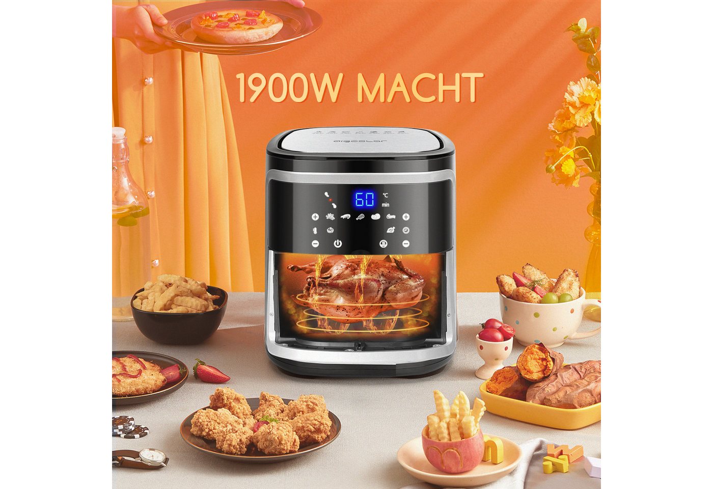 Aigostar Heißluftfritteuse Intelligente WLAN- Heißluftfritteuse 7 L, 1900,00 W, 7 Programme, 20 Rezepte pdf, DIY-Menü Bild 3