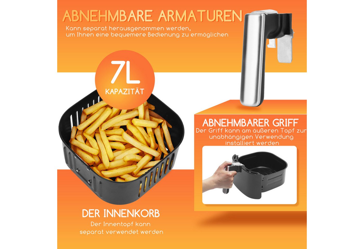 Aigostar Heißluftfritteuse Intelligente WLAN- Heißluftfritteuse 7 L, 1900,00 W, 7 Programme, 20 Rezepte pdf, DIY-Menü Bild 4