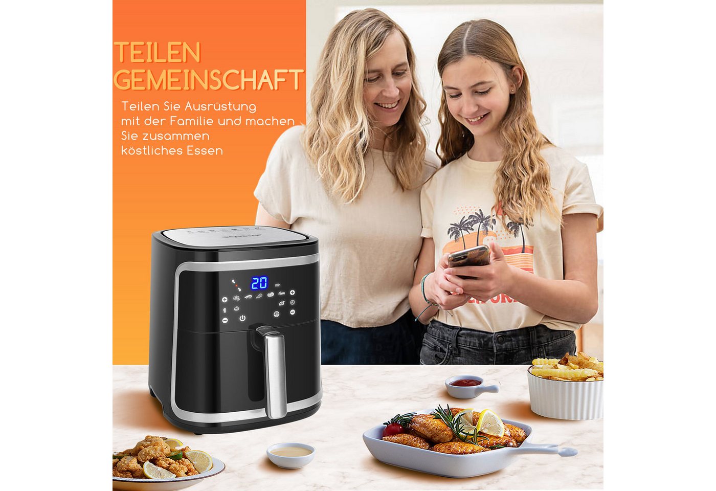 Aigostar Heißluftfritteuse Intelligente WLAN- Heißluftfritteuse 7 L, 1900,00 W, 7 Programme, 20 Rezepte pdf, DIY-Menü Bild 5