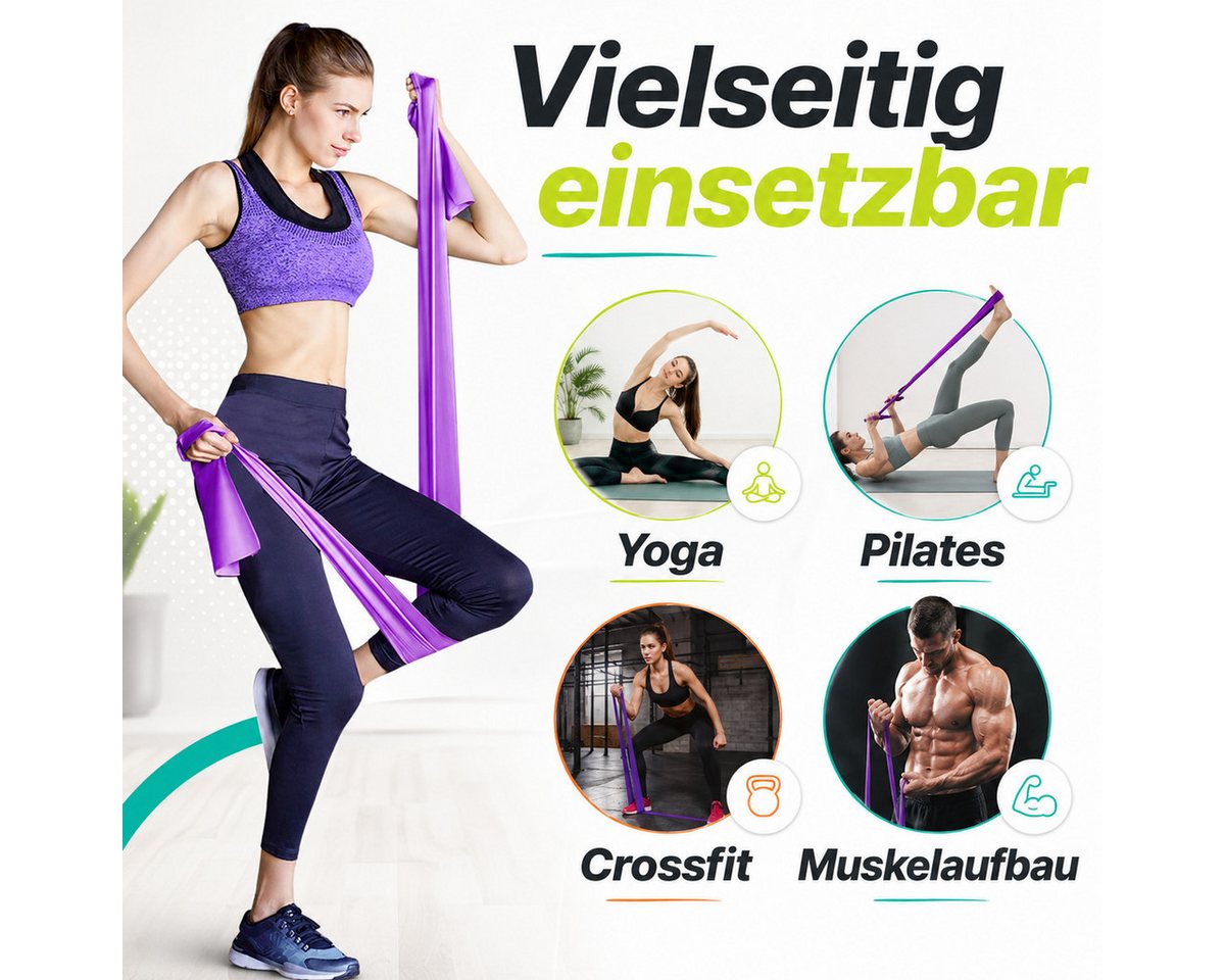 König Design Trainingsbänder, 3er-Set Fitnessband Gymnastikband Widerstandsband Sportband Yoga Bild 3