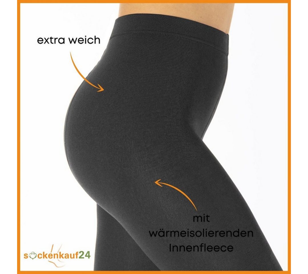 sockenkauf24 Thermostrumpfhose Damen Strumpfhose mit Innenfleece in 10 Farben (Anthrazit 42-44) extra warm Winter Strumpfhose WP Bild 3