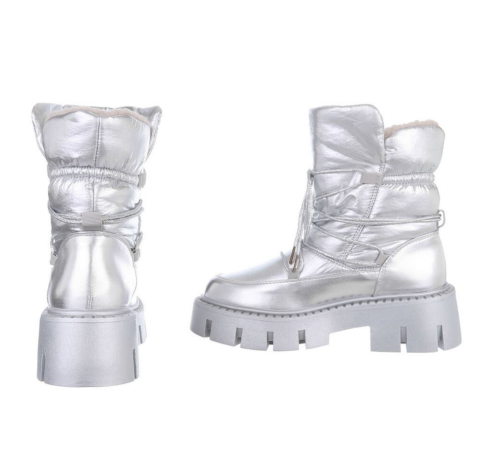 Ital-Design Damen Snowboots Freizeit Snowboots (88489445) Blockabsatz Stiefeletten in Silber Bild 2